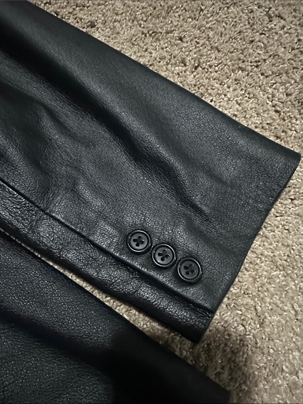 Womens Black Leather Blazer Jacket - Picture 5 of 5
